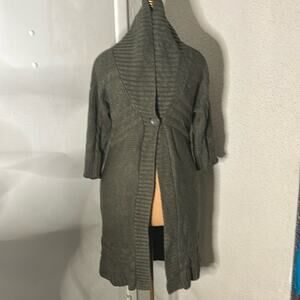 Sonoma Life+Style Olive Green Cable Knit Sweater M Cardigan Duster Spring Poet